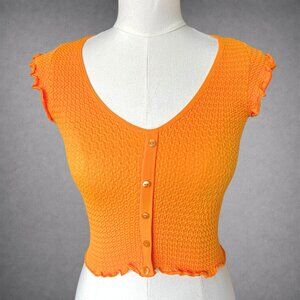 Urban Outfitters Textured Button-Front Crop Top